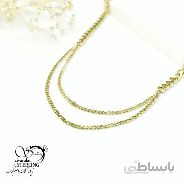 گردنبند استیل زنانه دو زنجیره طرح کارتیه کد 703630