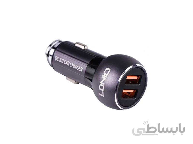 شارژر فندکی الدینیو مدل C503Q + تبدیل micro to lightning + تبدیل micro to Type-c