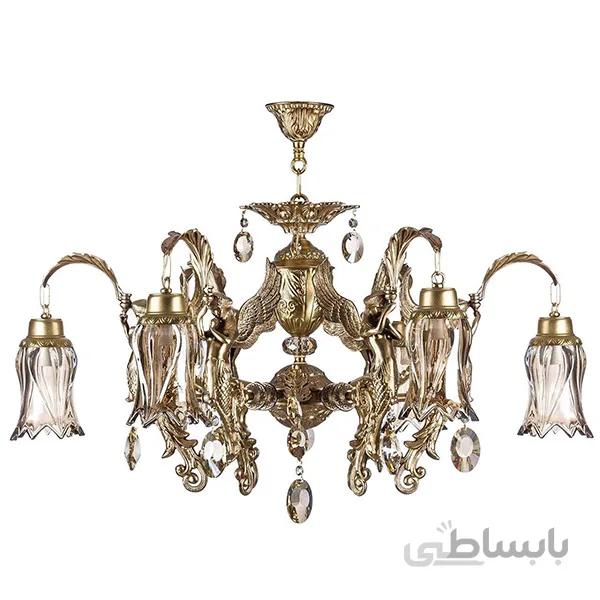 لوستر طرح فرشته ۱۲ شعله چشمه نور کد C2135/6+6-A آنتیک