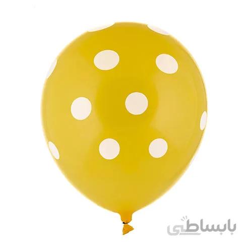 بادکنک لاتکس زرد خال سفید