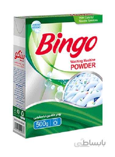 پودر ماشین لباسشویی 500 گرمی بینگو کارتن 24 عددی
