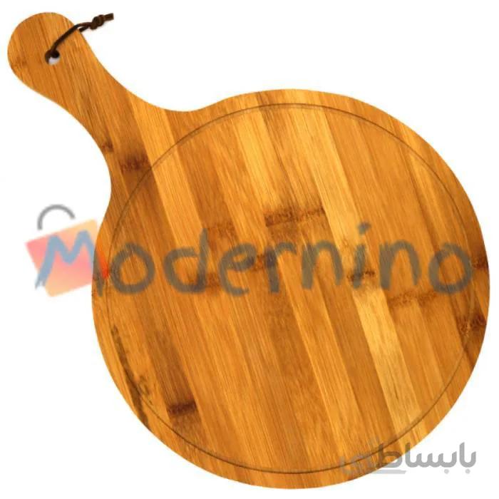 تخته برش و سرو بامبو طرح گرد دسته دار متوسط
