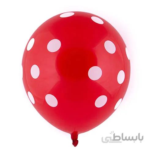 بادکنک لاتکس قرمز خال سفید