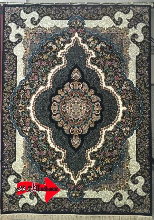 فرش کاشان طرح ترنم سرمه ای