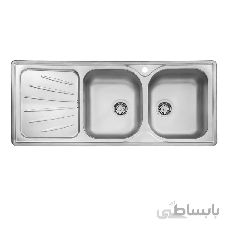 سینک ظرفشویی روکار استیل البرز ا Steel Alborz Double Bowl Sink 214