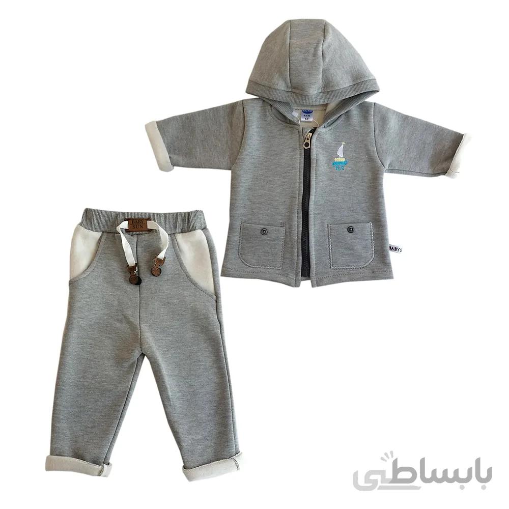 ست سویشرت و شلوار نوزادی بی بی سان کد gray-937