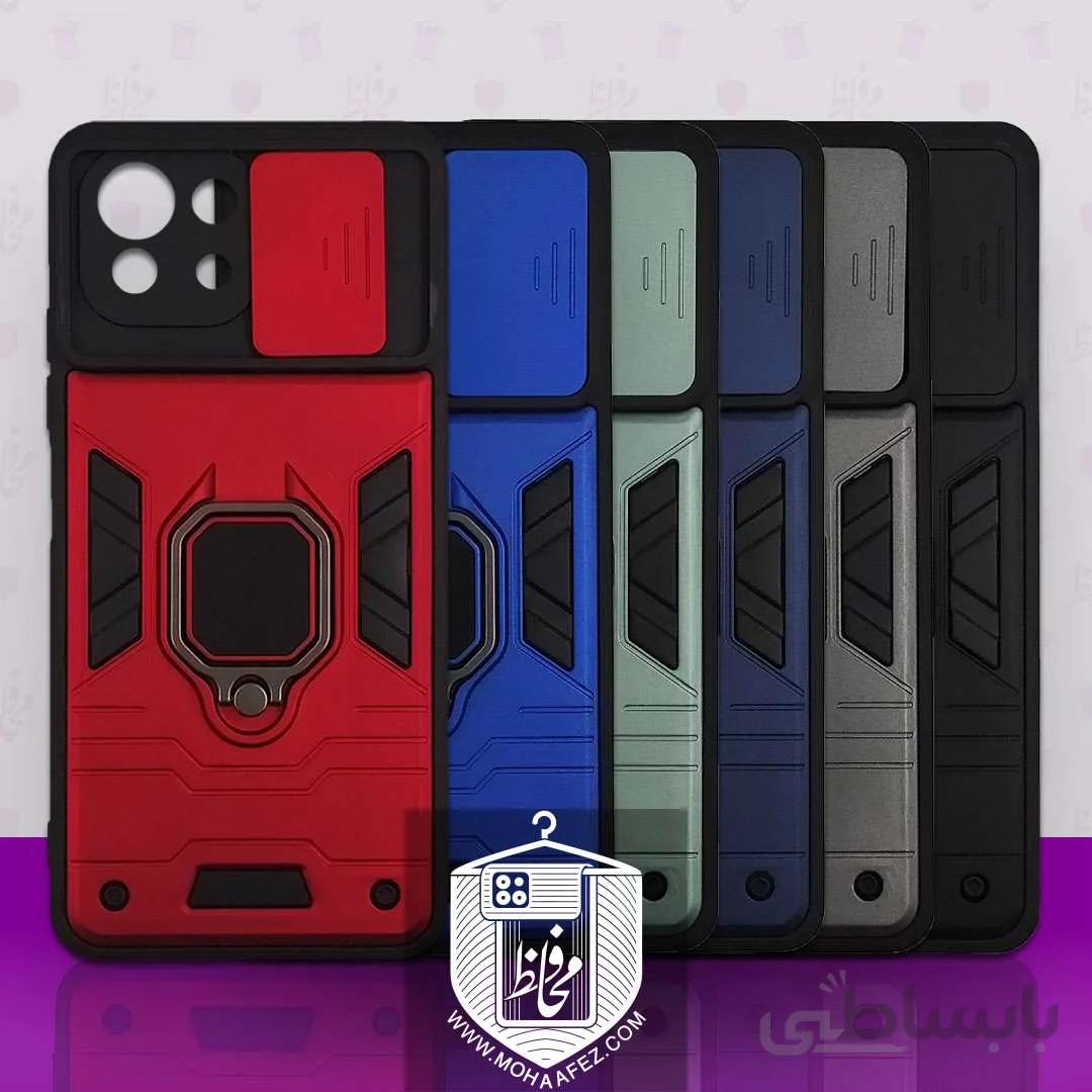 قاب ضد ضربه شیائومی MI 11 Lite هولدر دار و محافظ لنز کشویی کد X01