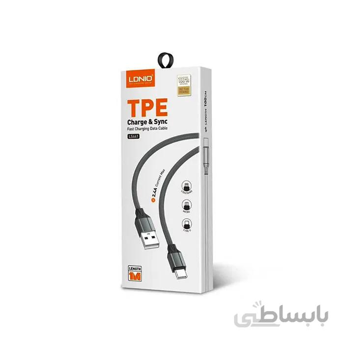 کابل تبدیل تایپسی USB به USB-C الدینیو مدل LS441 طول 1 متر