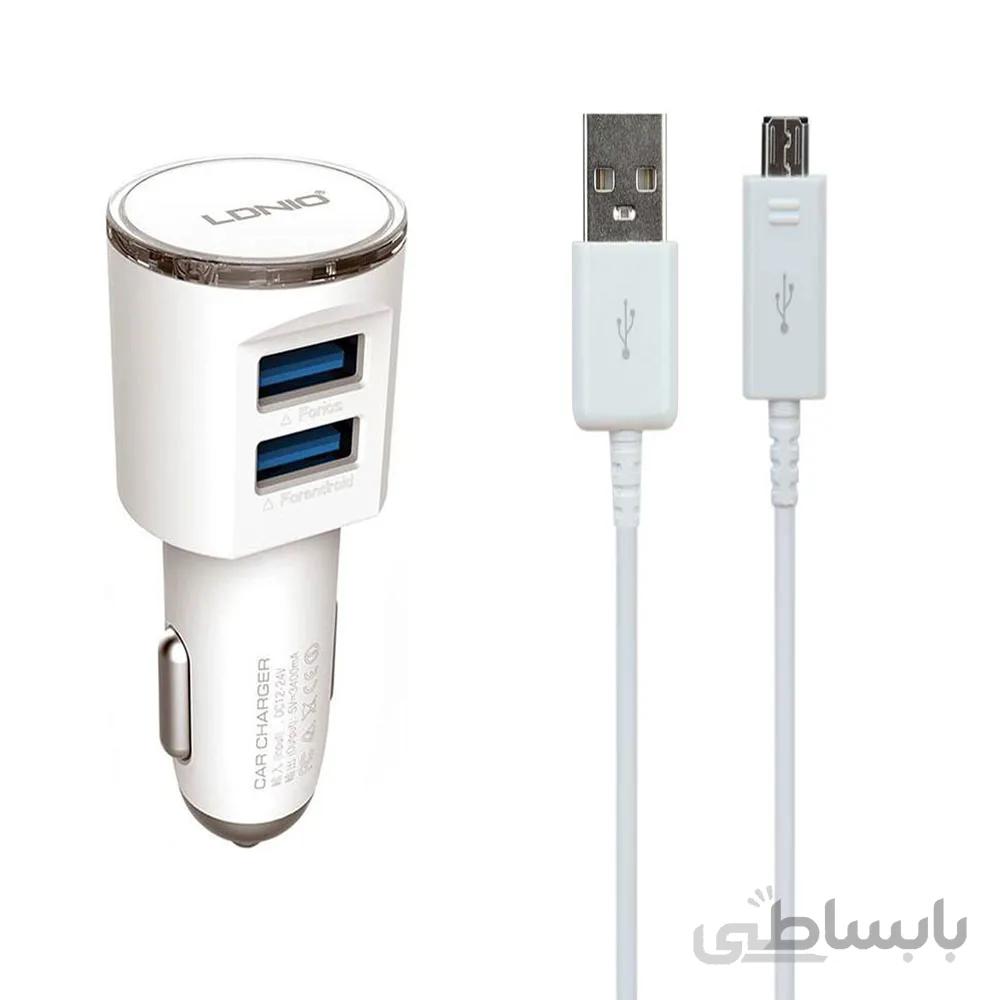 شارژر فندکی الدینیو مدل DL-C29 به همراه کابل تبدیل microUSB