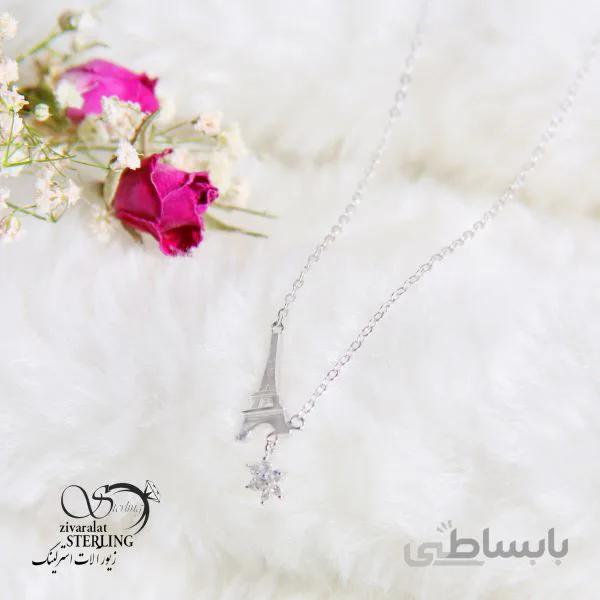 گردنبند نقره زنانه طرح برج ایفل