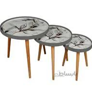 میز عسلی سه تیکه چوبی لوتوس کد T-731 رنگ GRAY