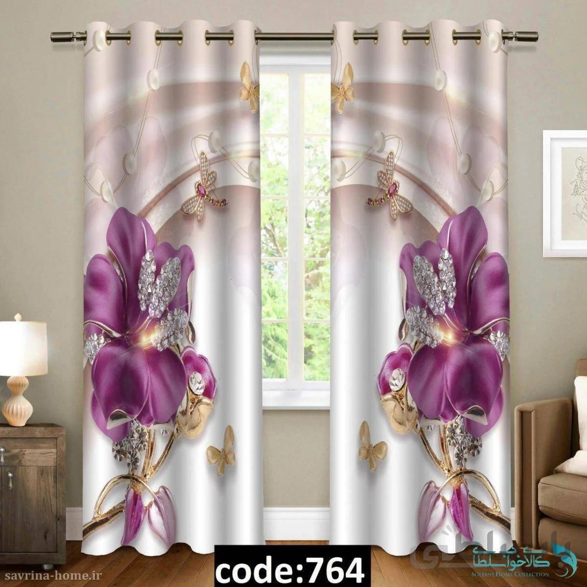 پرده پانچی سری گل مدرن مدل Sh-764