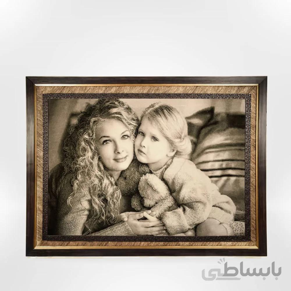 تابلو فرش دستباف مهرمادر سیاه قلم کد 118
