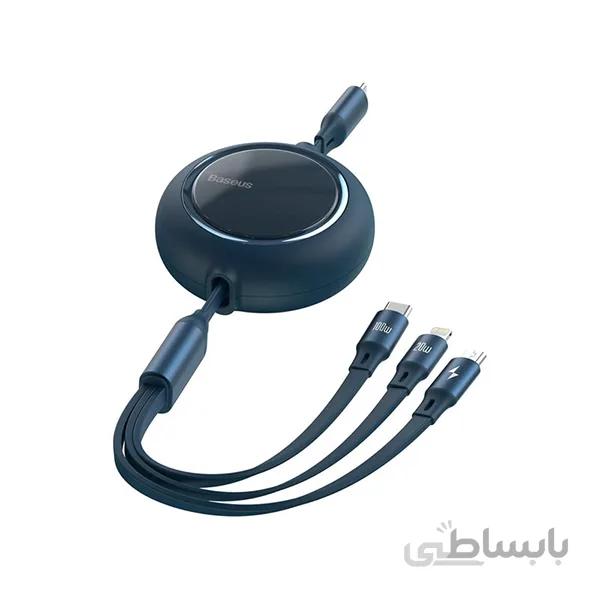 کابل شارژ سریع سه سر بیسوس Baseus Bright Mirror Retractable 100W 1.2m Cable
