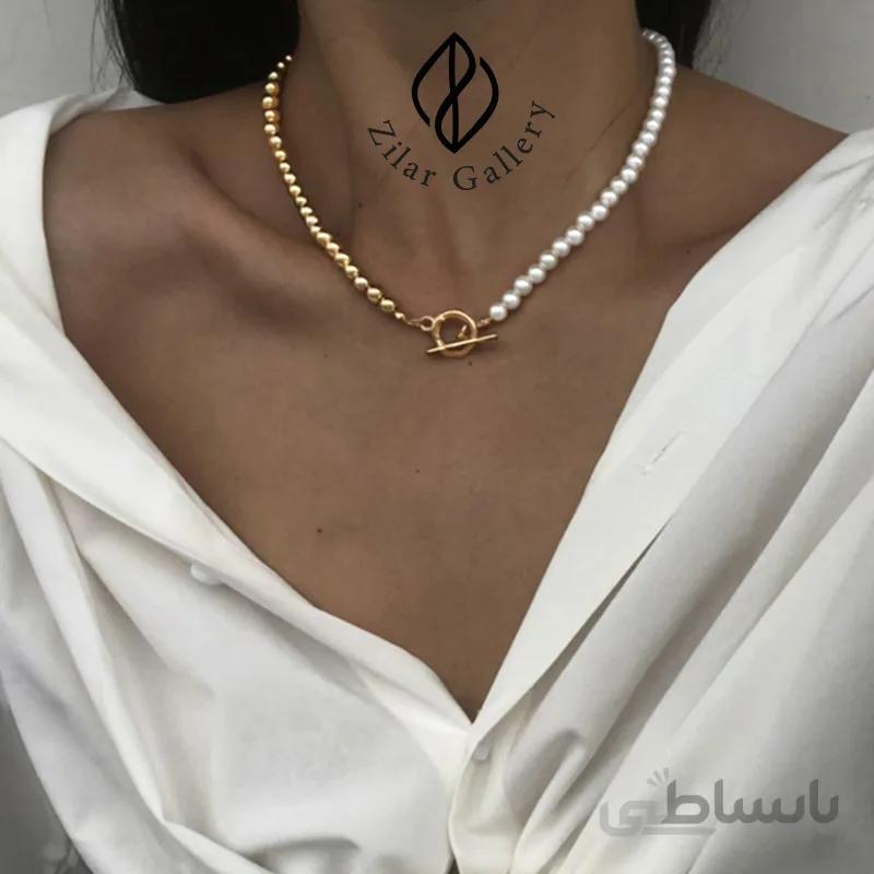 گردنبند مروارید با قفل T
