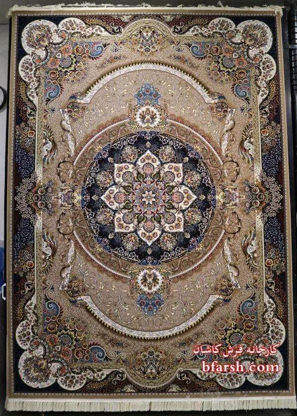 فرش کاشان 700شانه نقشه مانا نسکافه ای