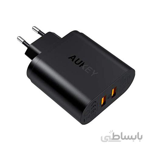 شارژر دیواری 2 پورت با قابلیت شارژ سریع آکی Aukey PA-T16 USB Wall Charger with Dual Quick Charge 3.0