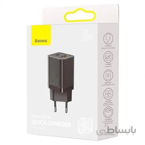 شارژر دیواری فست شارژ بیسوس Baseus Super Si Pro C+U 30W CCCJG30CE CCSUPP-E01 EU توان 30 وات