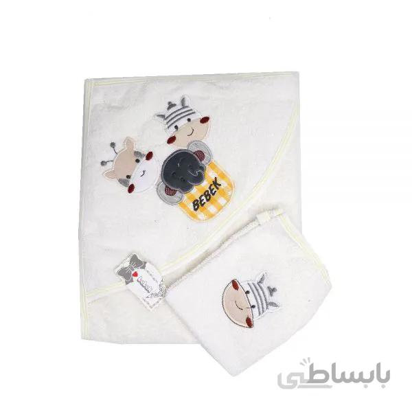 ست حوله دو تکه نوزاد گلدوزی شده ببک Bebek