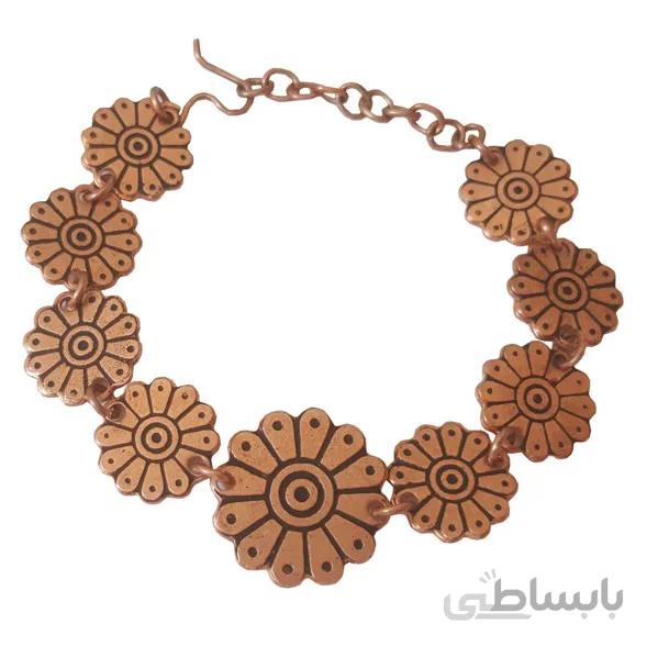دستبند مسی اصل قطاری طرح گل لوتوس کد JW127