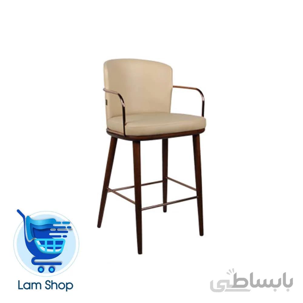 صندلی کانتر دسته دار تورینوI با فریم آبکاری طلایی و رزگلد نظری (P941B)