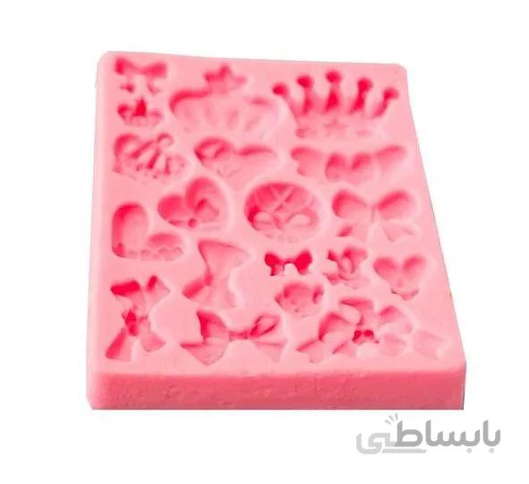 قالب سیلیکونی مولد فوندانت بهگز مدل تاج و پاپیون