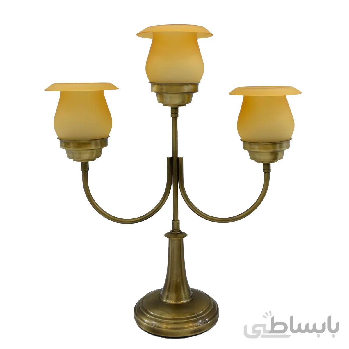 شمعدان سه شاخه حباب عسلی مات
