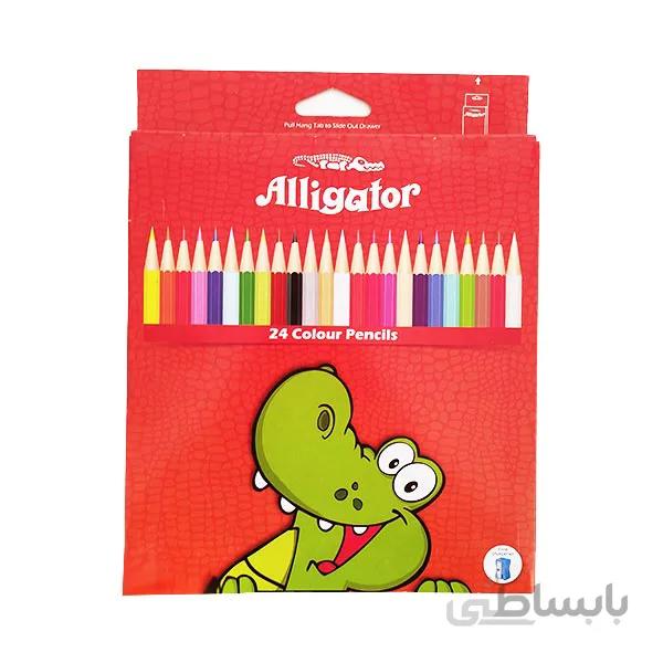 مداد رنگی 24 تایی مقوایی سوسماری aligator