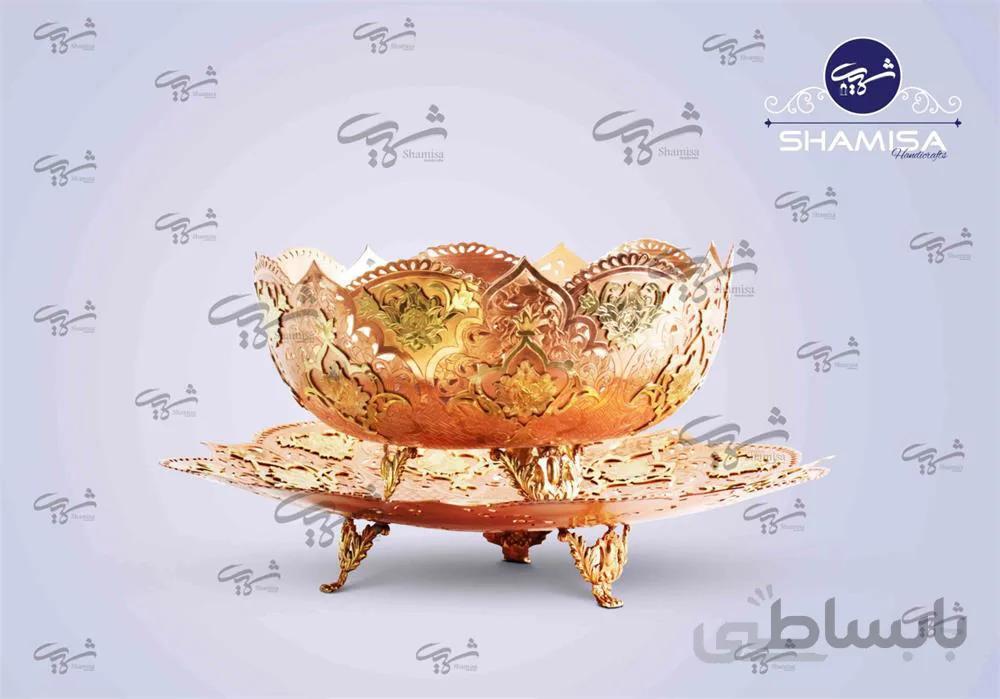 کاسه وبشقاب مس و برنج برجسته قطر ۳۰سانتی متر ا Bowl وبشقاب copper and brass embossed diameter ۳۰سانتی km