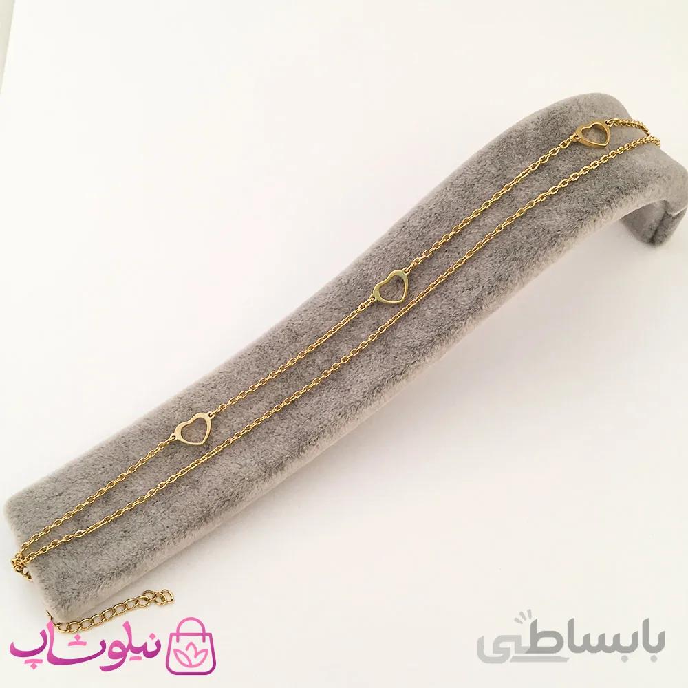 پابند زنانه استیل دو ردیفه طرح قلب کد 345