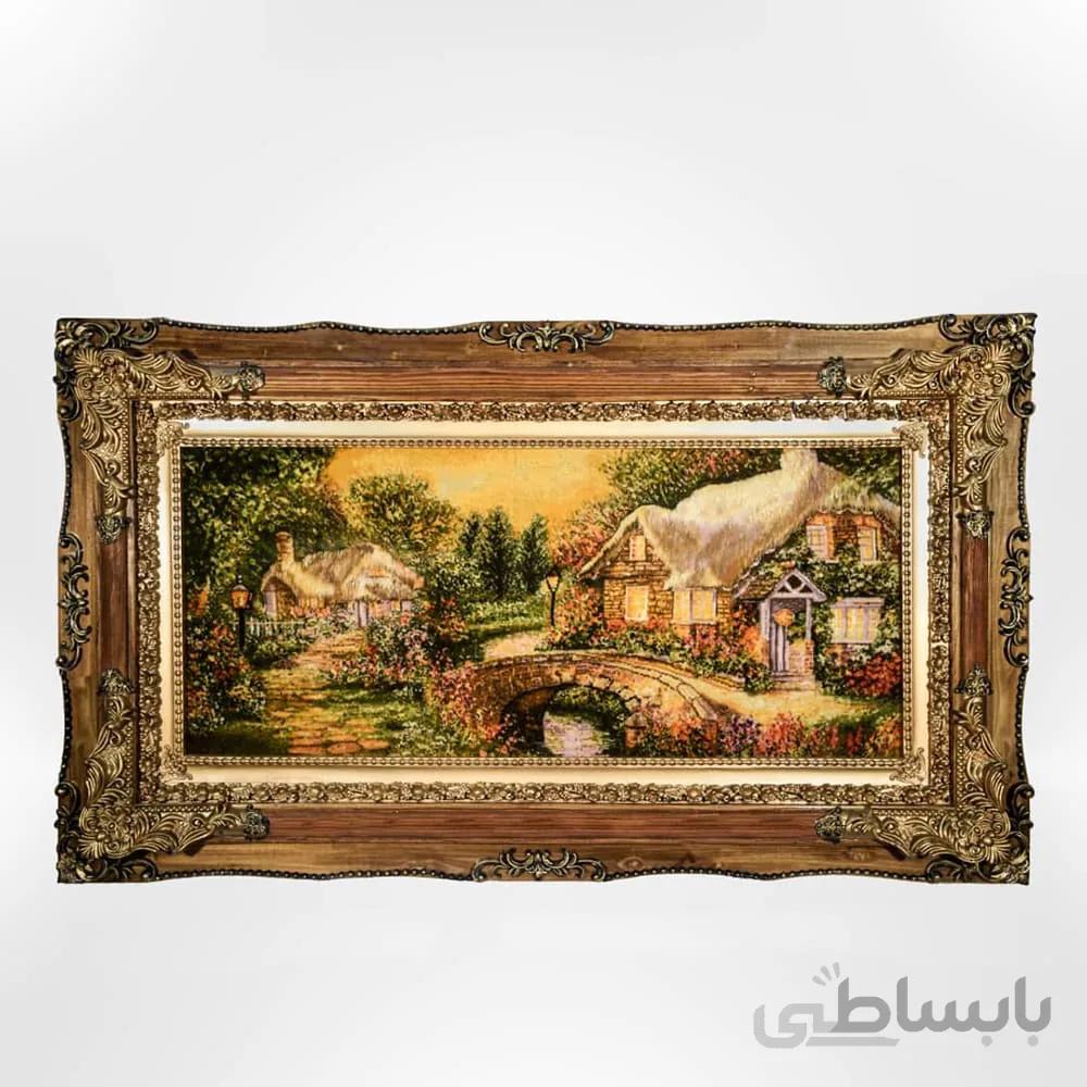 تابلو فرش دستباف منظره پل و کلبه کد ۱۰۷