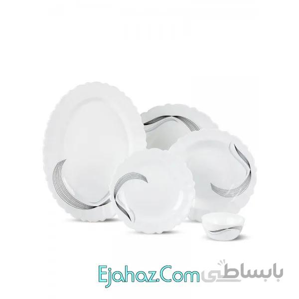 سرویس غذاخوری آرکوپال مقصود 25 پارچه بلانکا طرح شمل مشکی-کنگره