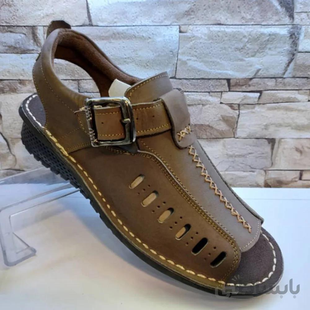 کفش مردانه تابستانی چرم طبیعی نبوک مدل آریا فیلی