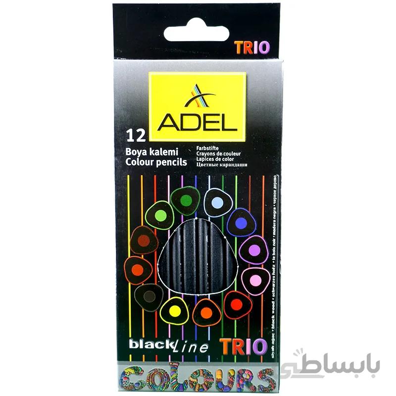 مدادرنگی 12 رنگ آدل طرح بلک لاین تریو ا ADEL black line trio 12 colour pencils