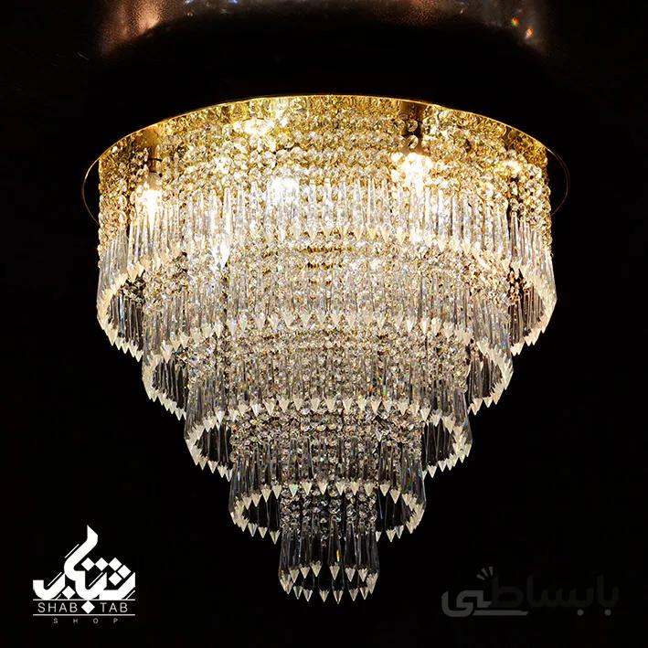 لوستر سقفی کریستالی طلا 6638 دایره فرم SMD کد 6 – 60*60