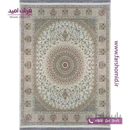 یک تخته 9متری فرش 1600 شانه 8 رنگ بینظیر کرم سفید خاطره کویر کاشان
