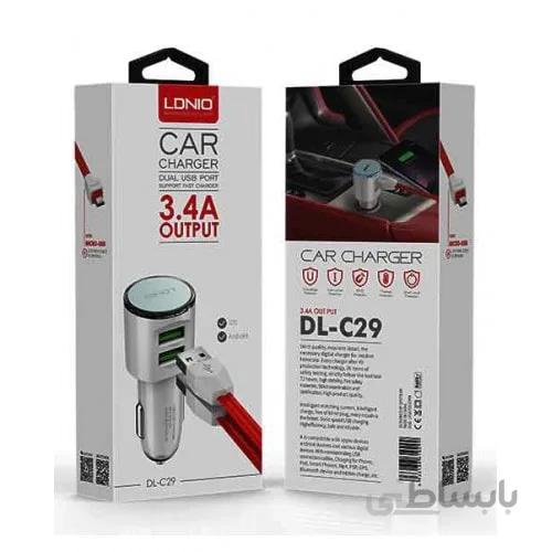 شارژر فندکی الدینیو مدل Ldnio-C29 با کابل MicroUsb