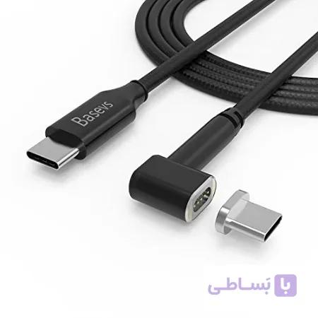 کابل USB C مغناطیسی Basevs برای MacBook Pro ، 4.3A 87W با شارژ سریع سریع C تا Type C بافته نایلون بند ناف برای MacBook (Pro) ، سامسونگ S8 ، Dell XPS و سایر دستگاه های USB C. (6.6FT-سیاه)