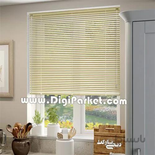 پرده کرکره فلزی زرد روشن ساده ۲۵ میلیمتری P0136
