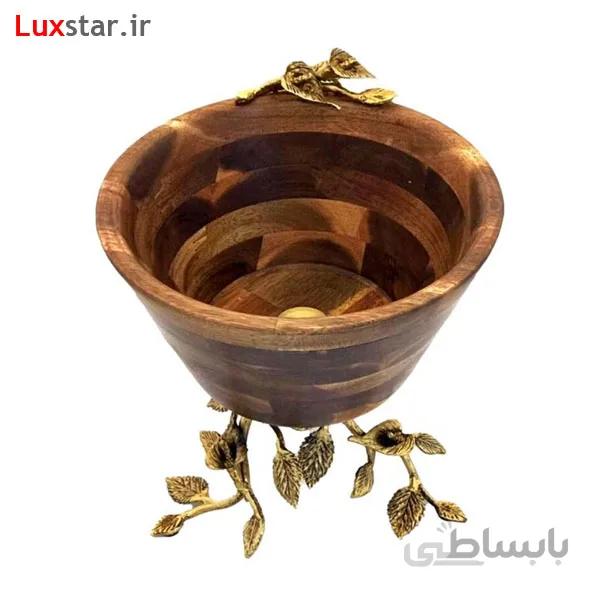 شکلات خوری چوبی آکاسیا با پایه برنجی مدل 2024