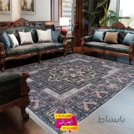 فرش ماشینی زمرد مشهد طرح 22000 کرم گل برجسته