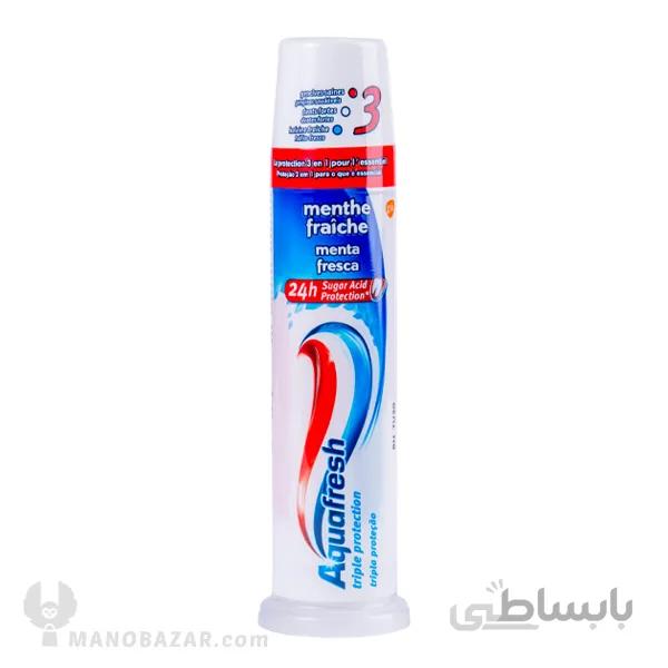 خمیر دندان پمپی آکوافرش triple protection : حجم 100 میلی لیتر