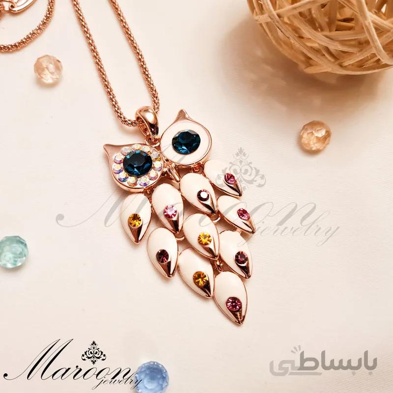 گردنبند رولباسی جغد رنگی مارون CN23