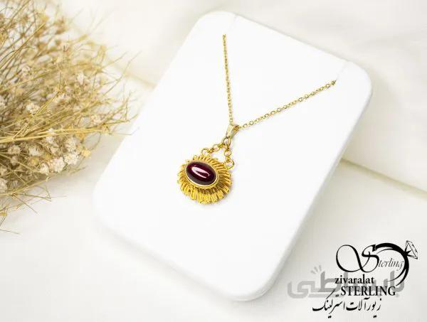 گردنبند زنانه طرح طلا با سنگ عقیق کد 5640