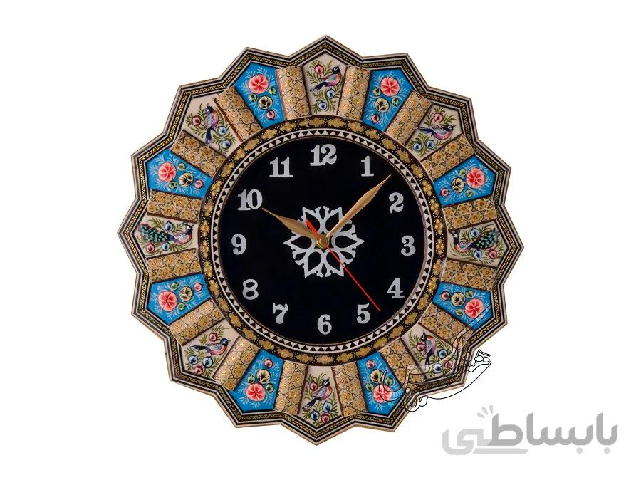 ساعت خاتم کاری گل و مرغ طرح جیر