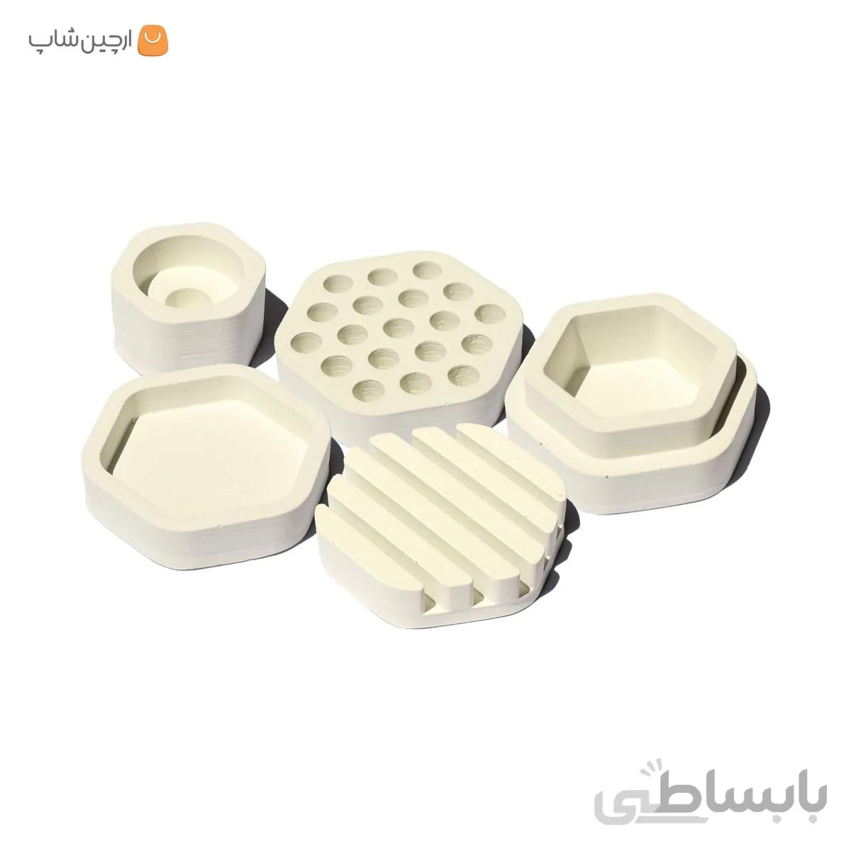 ست اداری رومیزی بتنی 5 تکه ارچین مدل SERPABO-W