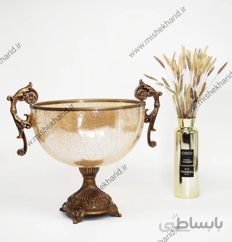 میوه خوری سلوین شیشه برنزی طرح ترکدار مدل 2-20111