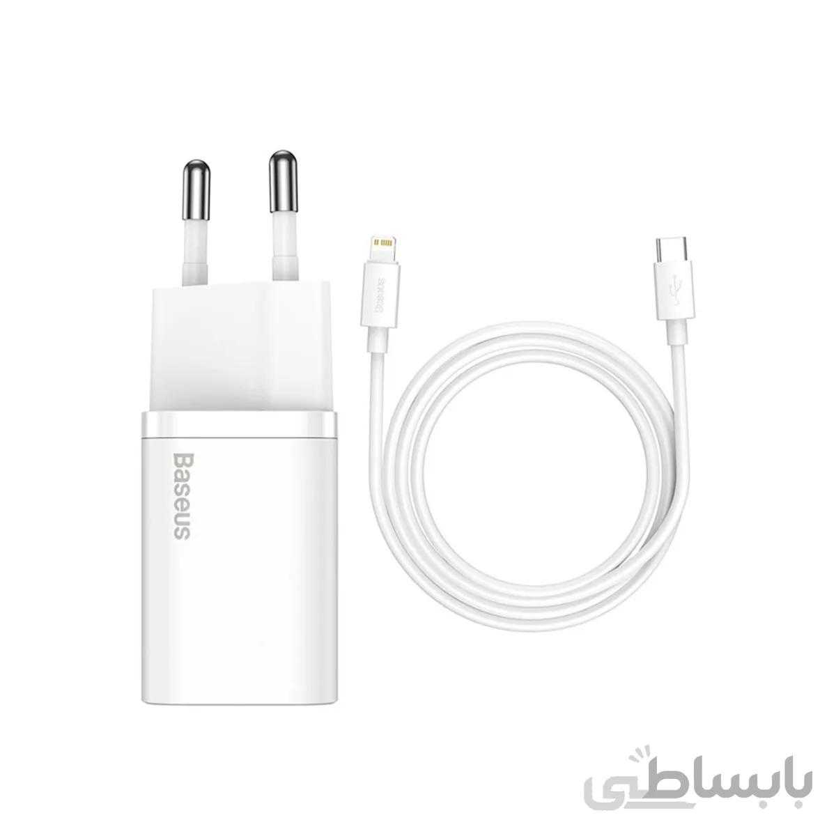 شارژر دیواری فست شارژ بیسوس همراه کابل لایتنینگ Baseus Super Si Quick Charger 1C 20W TZCCSUP B03 ا Baseus Super Si Quick Charger 1C 20W TZCCSUP-B03