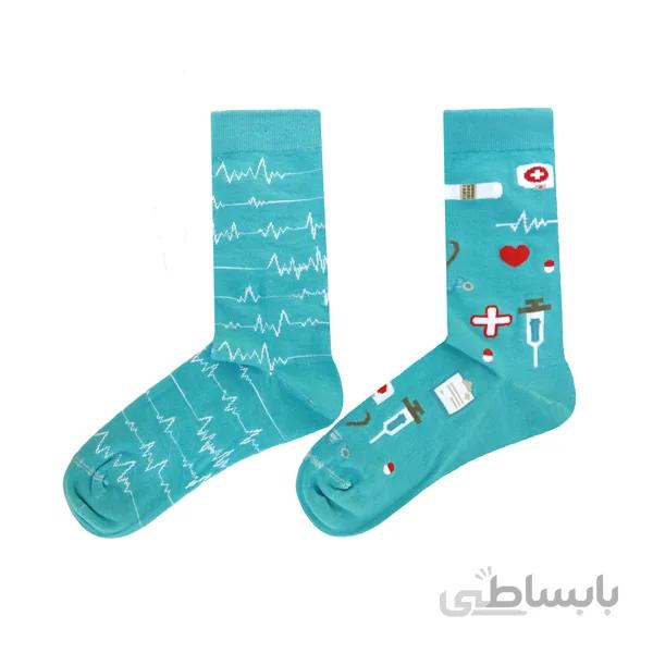 جوراب ساقدار طرح پزشکی لنگه به لنگه کد PH524