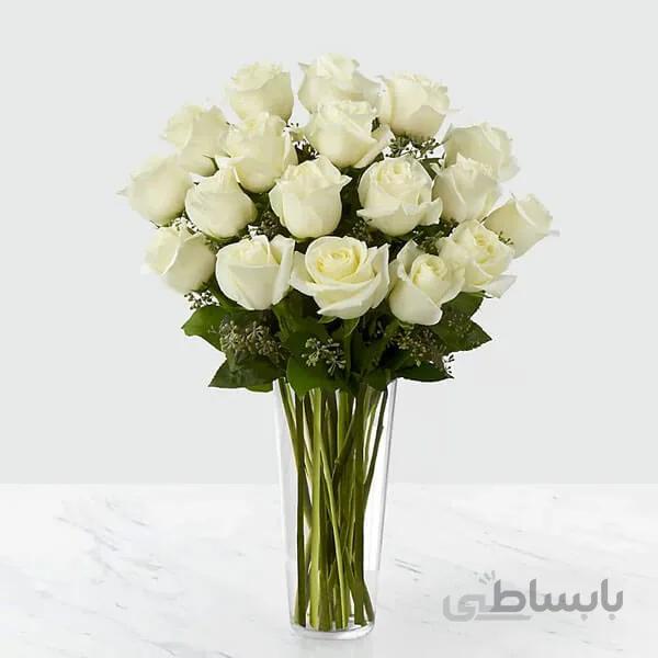 دسته گل رز هلندی سفید